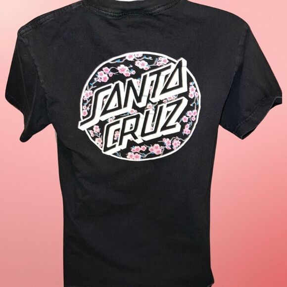 Santa Cruz Shirt Black Cherry Blossum Short Sleeve Cotton Skate Tee Small #70 - Picture 3 of 5
